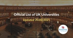 official list of uk universities