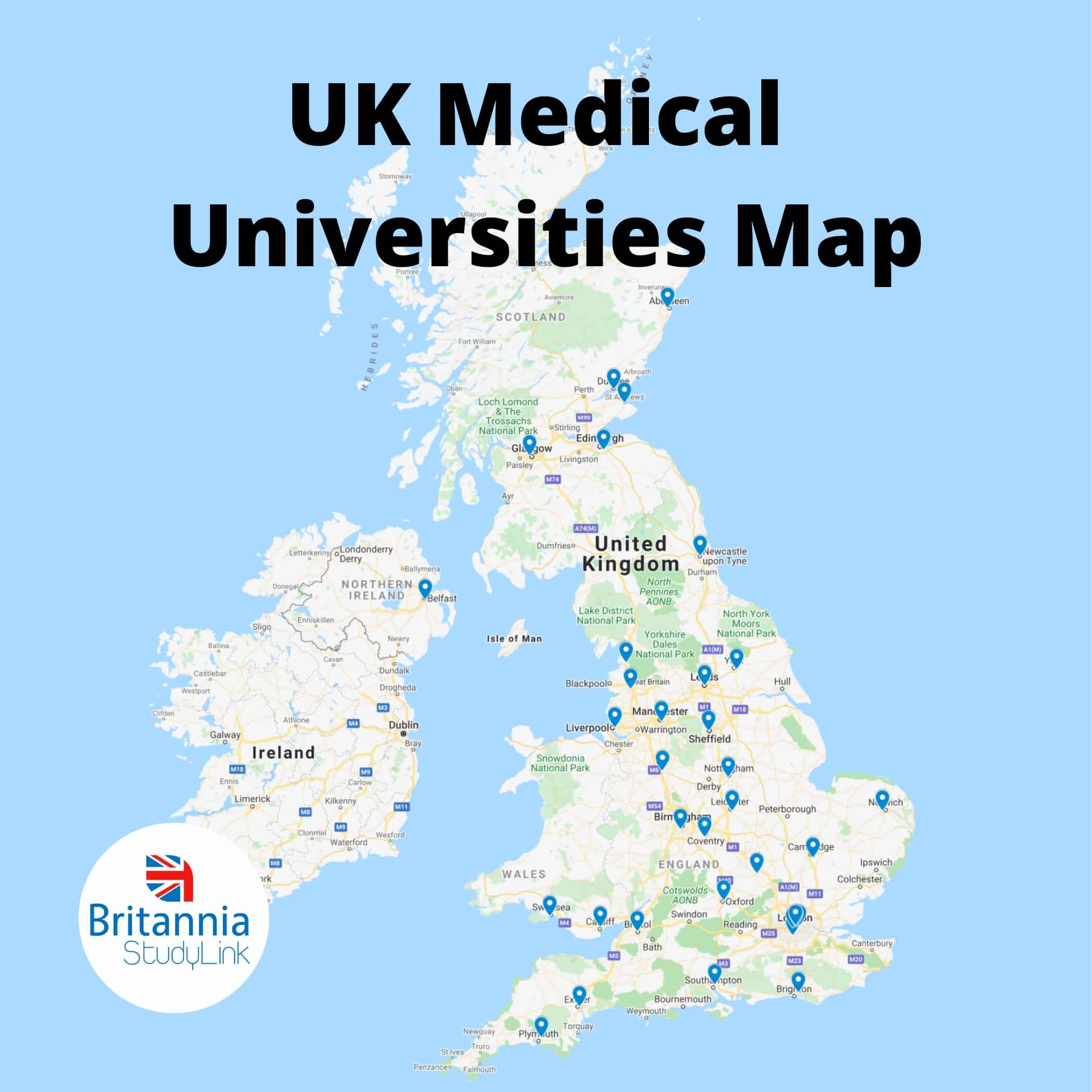 Medical Schools Uk Map   UK Medical Universities Map 